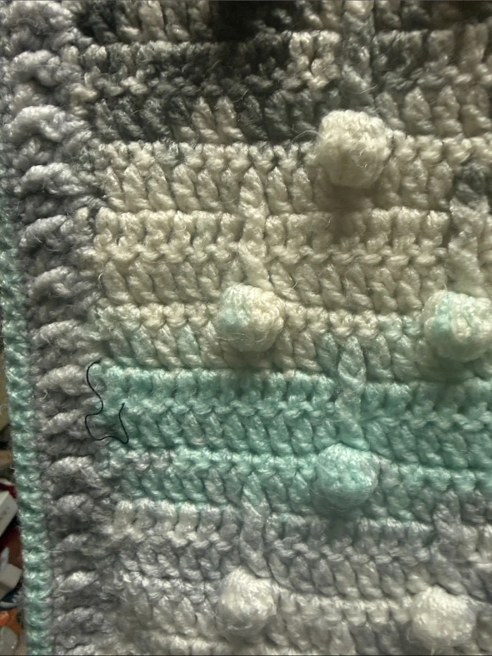 Unique crocheted Baby blanket with-Poms